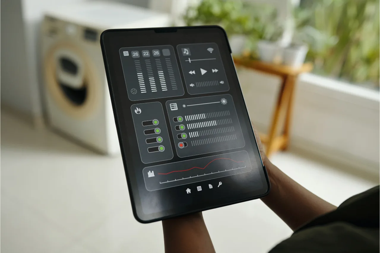 Tablet com painel de controle de automação